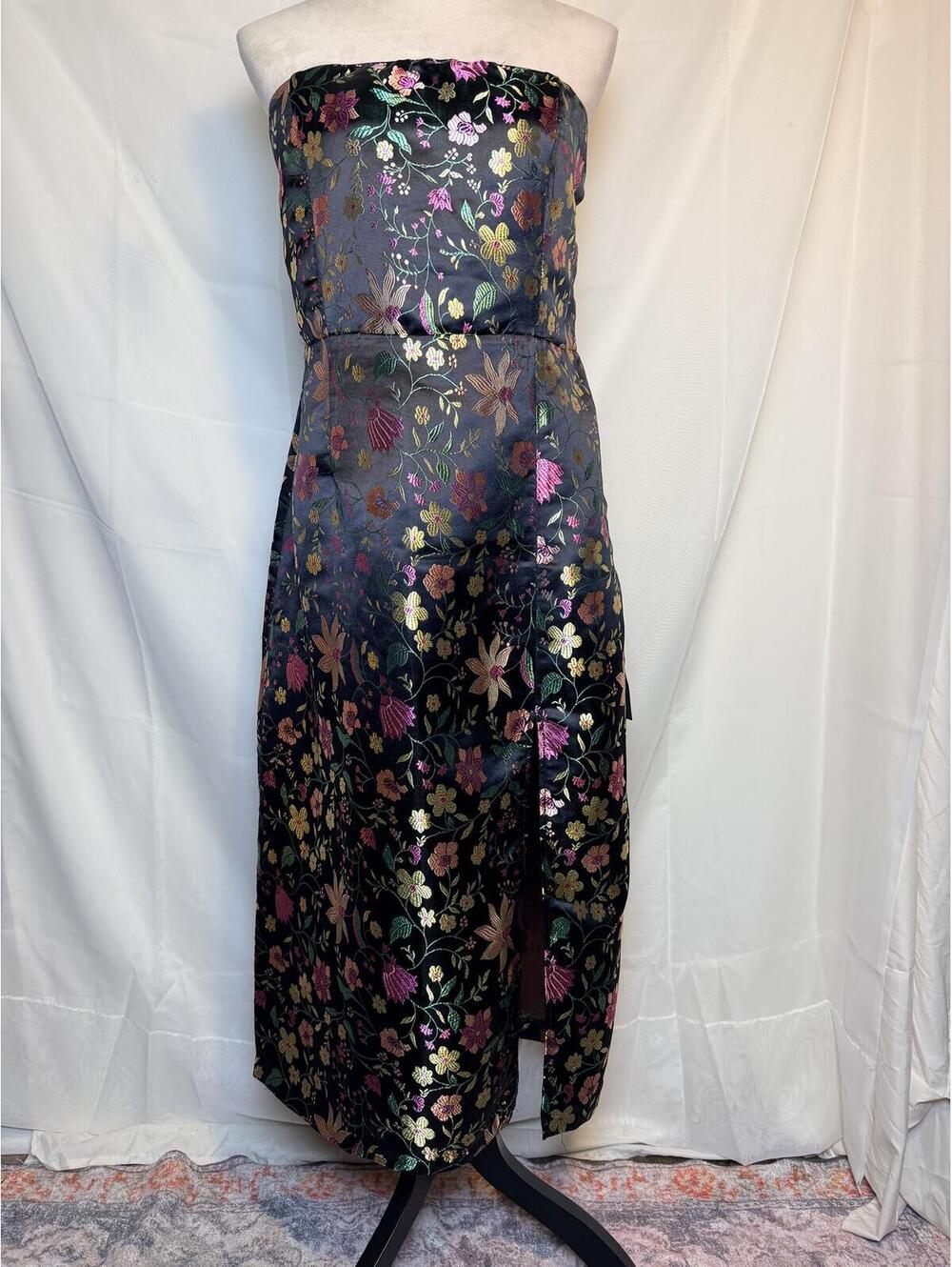 Lulus Strapless Floral Brocade Midi Dress XL NWT